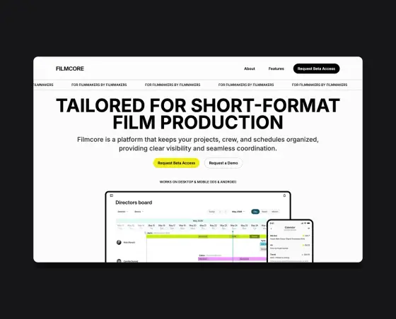 Filmcore — SaaS · Film production tech